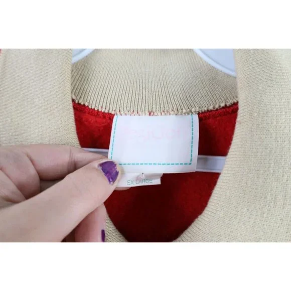 Vintage 90s Streetwear XL Faded Christmas Reindeer Collared Sweatshirt USA - Picture 5 of 8